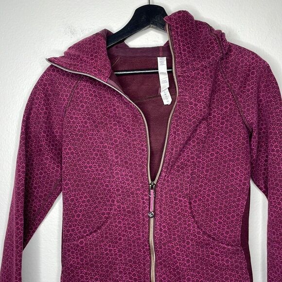 Lululemon Scuba Stretch Striped Printed Plum Long Sleeve Full Zipper Hoodie Sz 2 - Picture 4 of 8